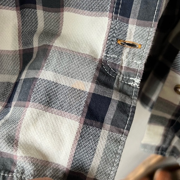 Carhartt Cream and Blue Plaid Button Up Size XL - Picture 5 of 7